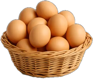 Fresh eggs in a wicker basket
